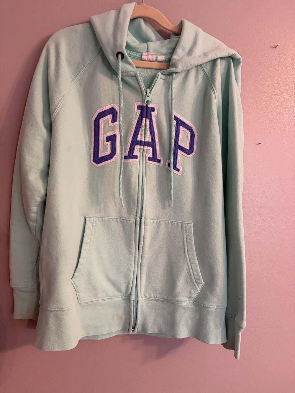 Gap Logo Zip Up Hoodie Size S Mint Green